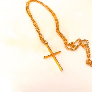 ‼️Buy 1 get 1 free 14 K gold plated cross necklace